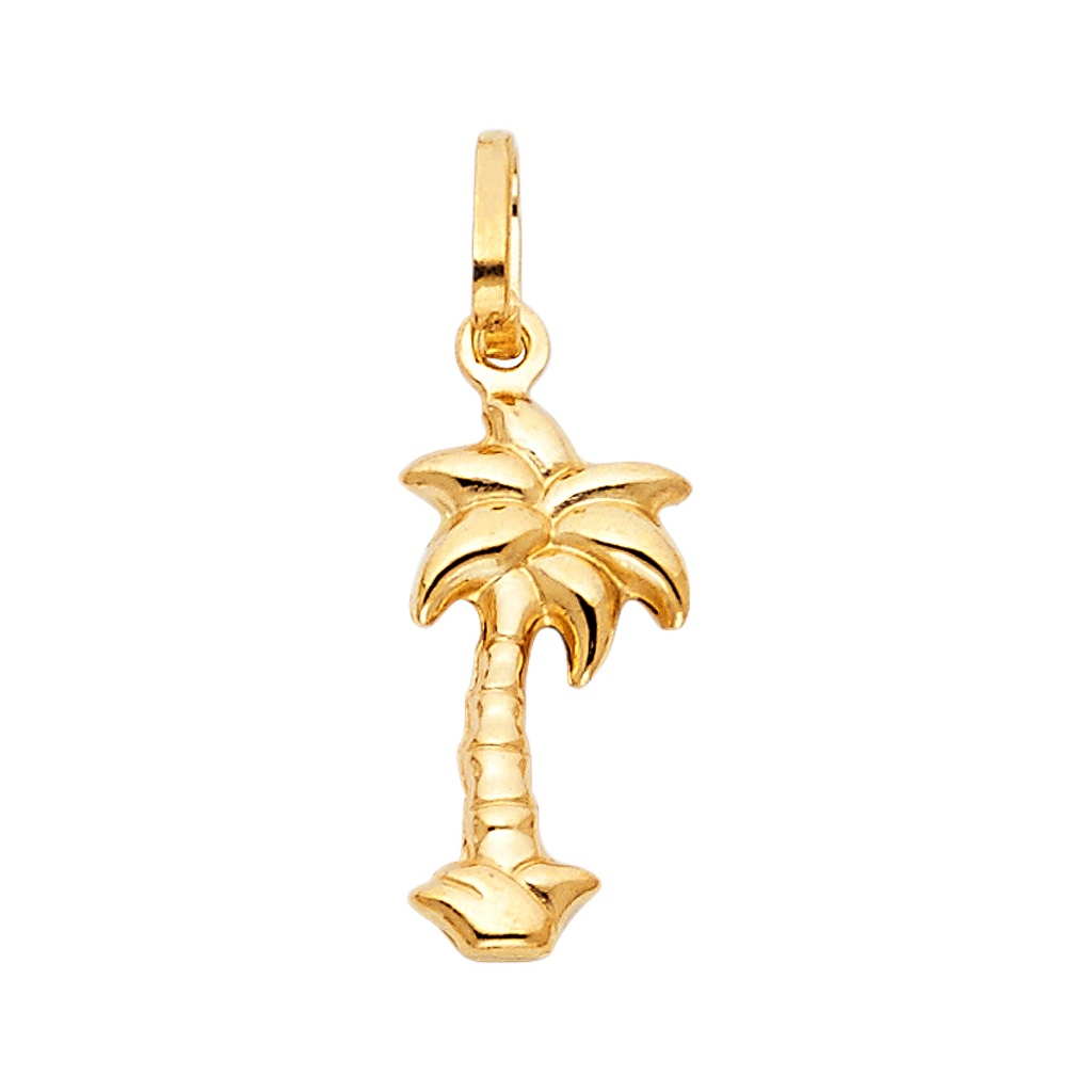 14k Yellow Gold Palm Tree Pendant